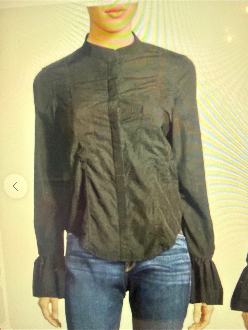 Frame fitted button down bell sleeve cotton blouse